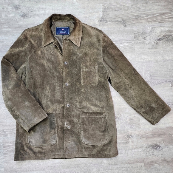 NEWPORT HARBOR Brown Suede Leather Mid Coat Jacket Men's Size XXL - Picture 16 of 16